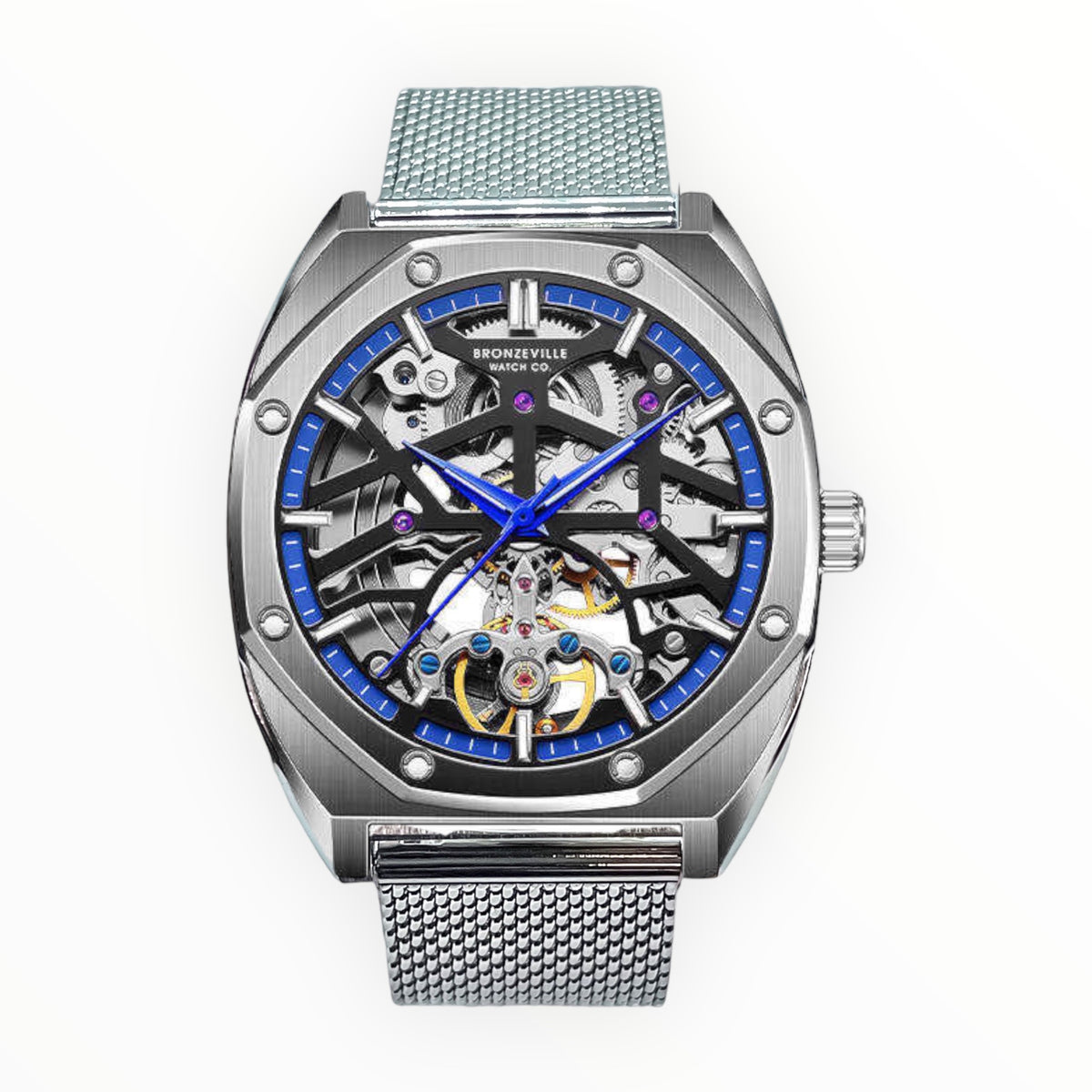 Silver/ Blue Renaissance Skeleton Sport Bronzeville Watch Co.