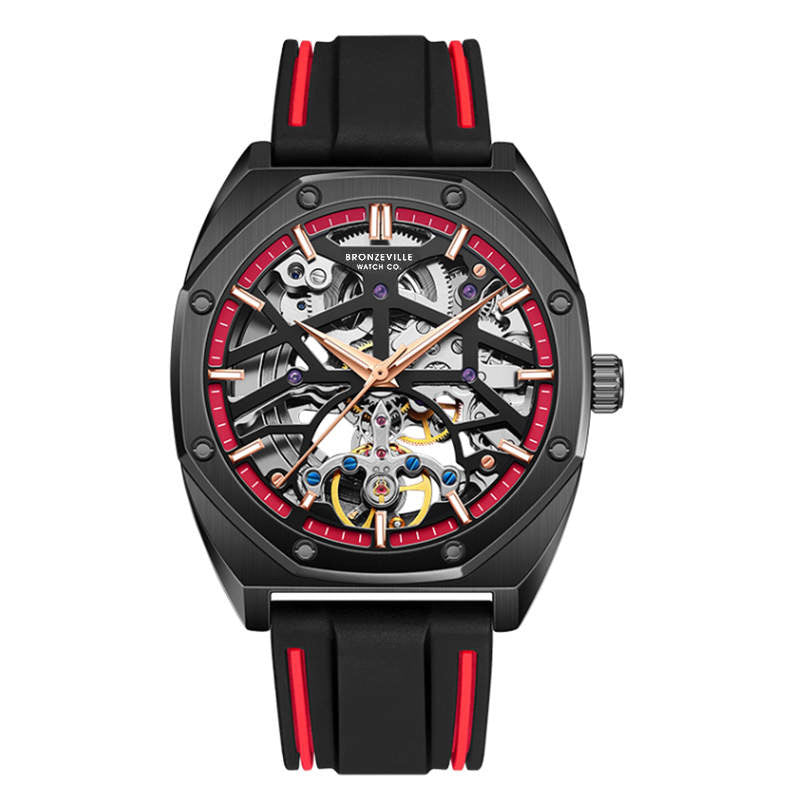 Black/ Red Renaissance Skeleton Sport – Bronzeville Watch Co.